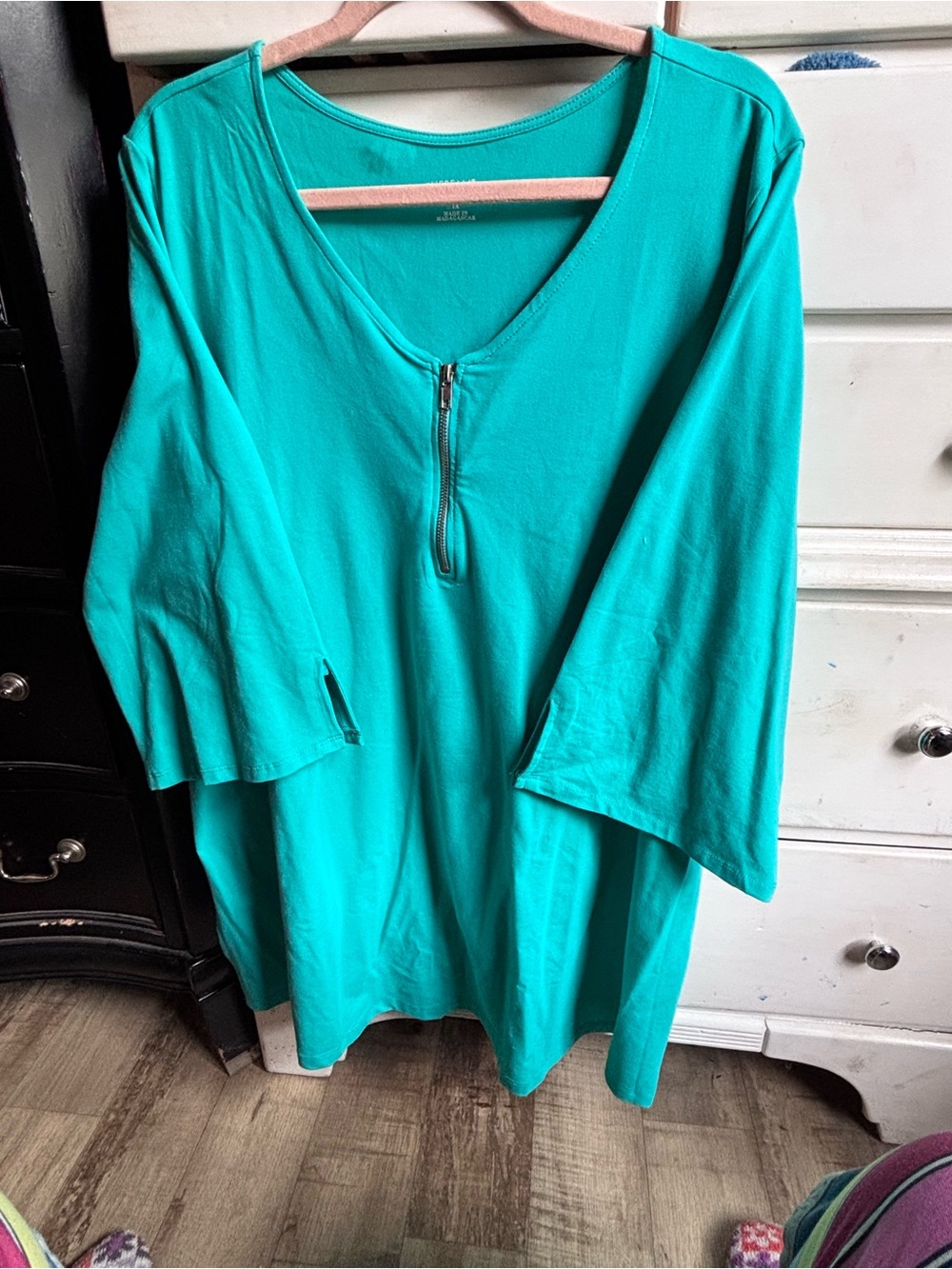 Catherines Teal V-Neck Half-Zip Tunic